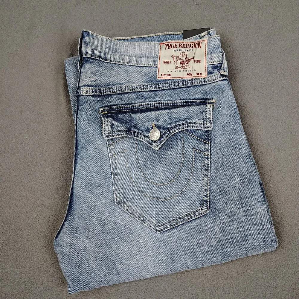 True Religion Billy Bootcut Jeans Relaxed 36 x 33½ Blue Flap Pocket New $164